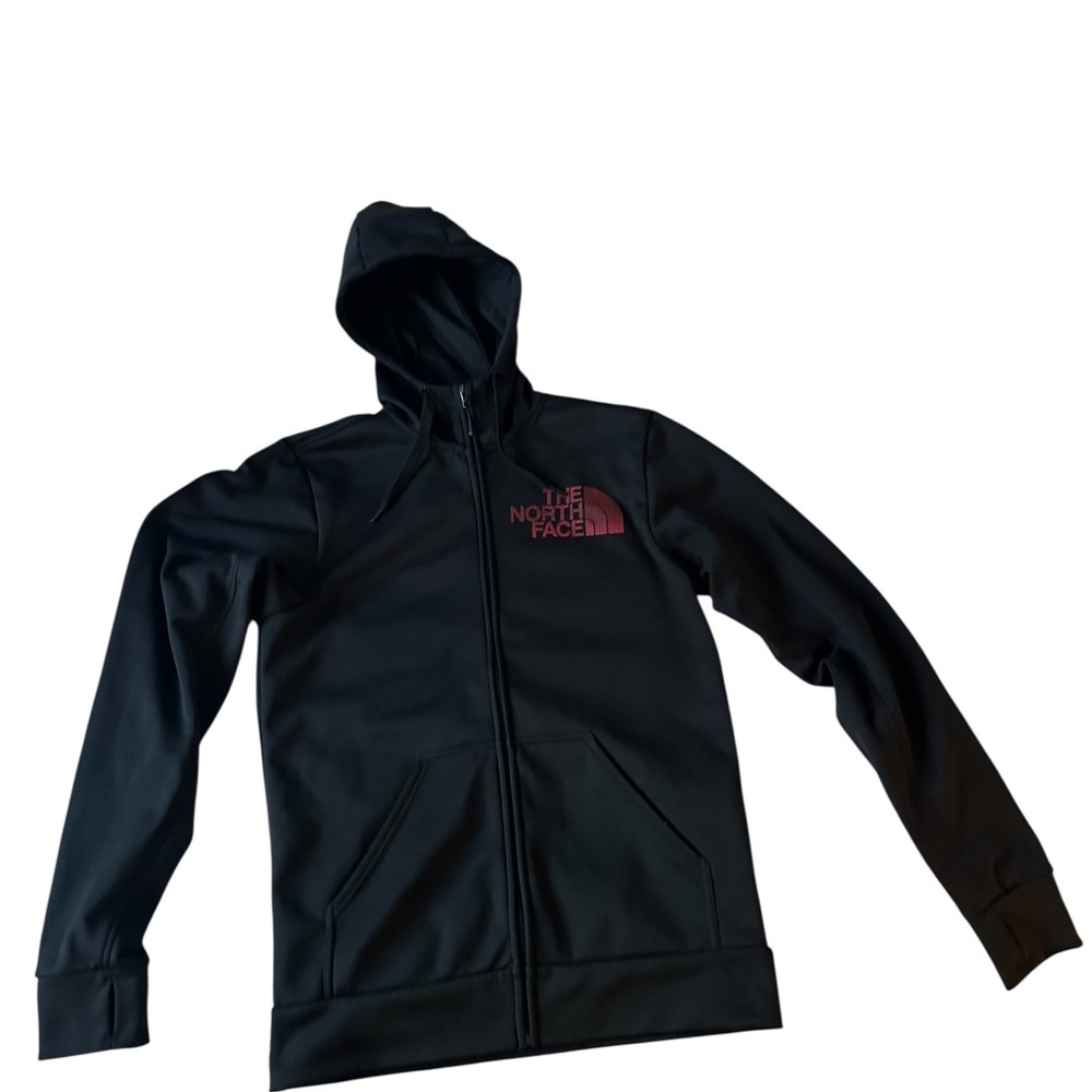The North Face Black Jacket with Half Dome Red Logo Full Zip Men’s Small - Picture 2 of 6